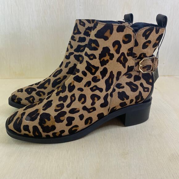 Cole Haan Womens Kimberly Water Resistant Leopard Heel Ankle Bootie Shoes 7.5B - Picture 1 of 15